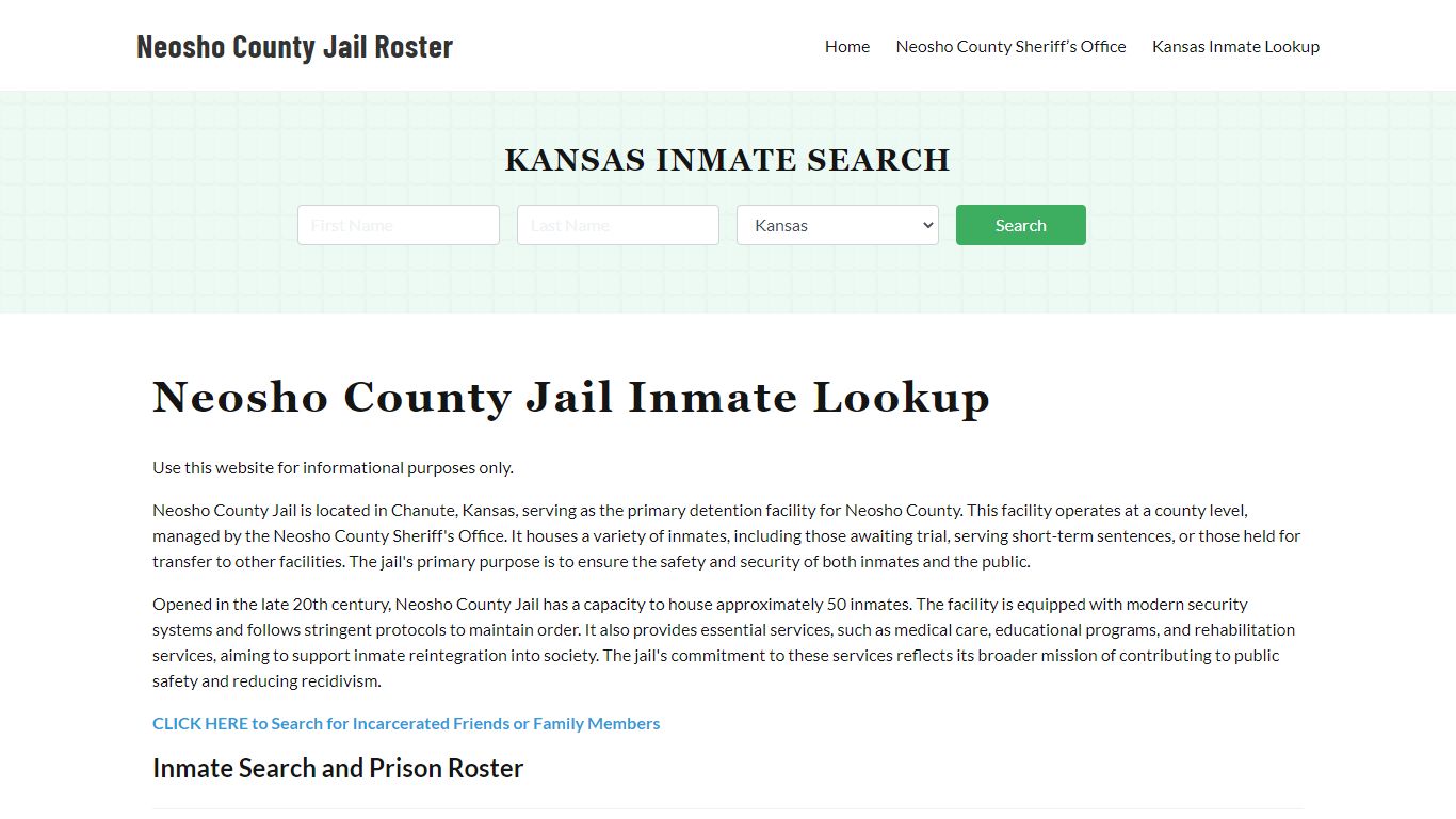 Neosho County Jail Roster Lookup, KS, Inmate Search