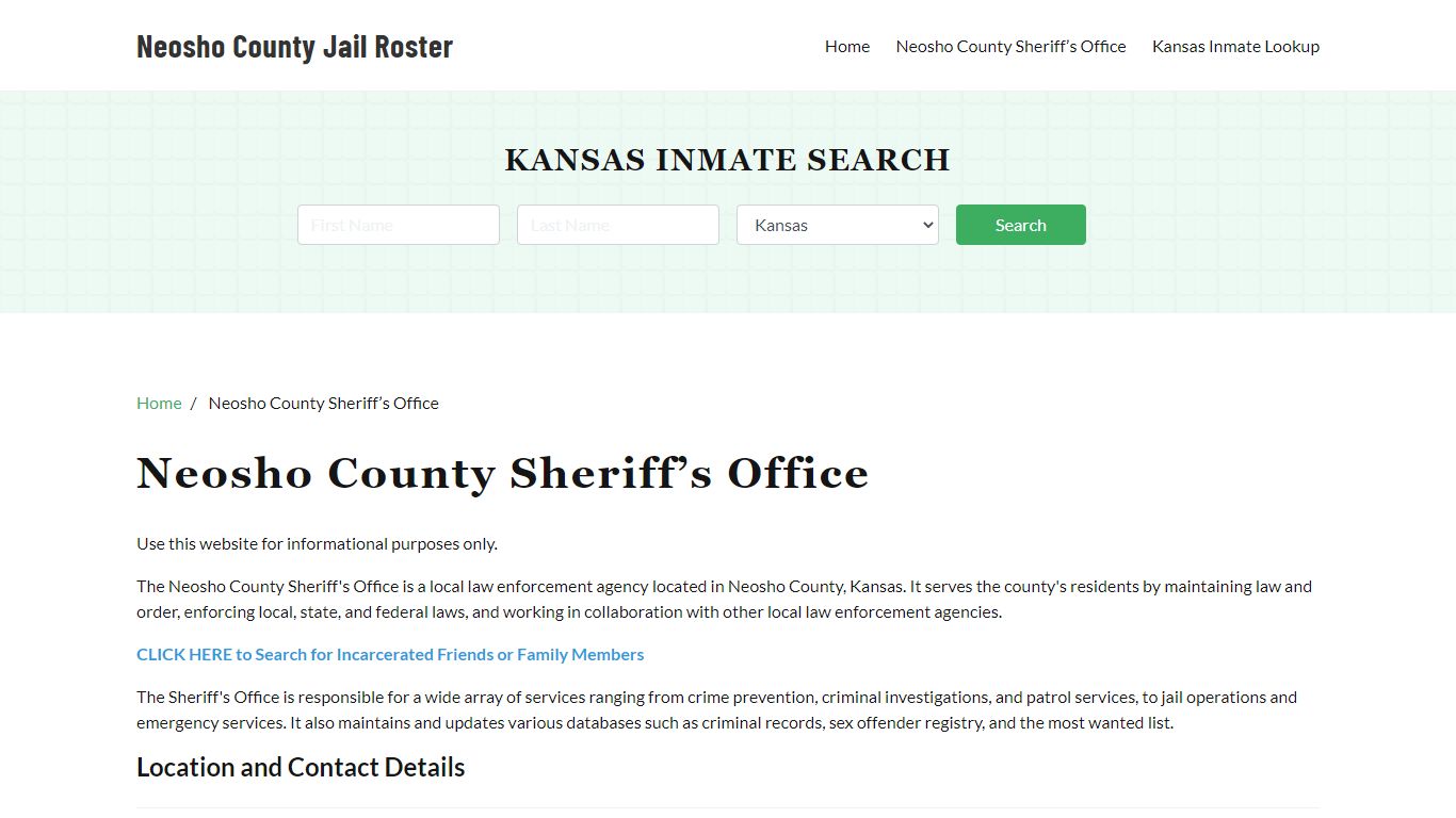 Neosho County Sheriff Office, KS, Arrest Warrants Search